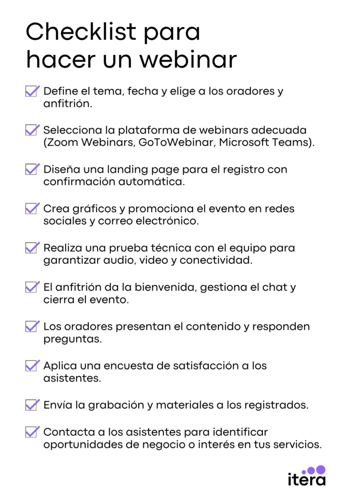 checklist para hacer un webinar